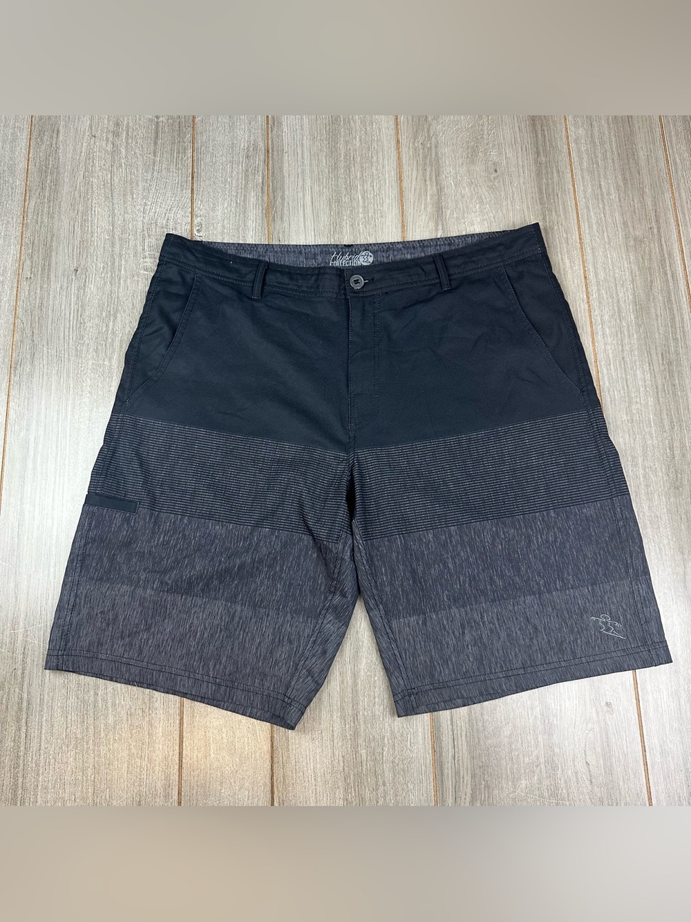 Da Hui Hybrid Collection Shorts Mens 38 Striped Black Gray